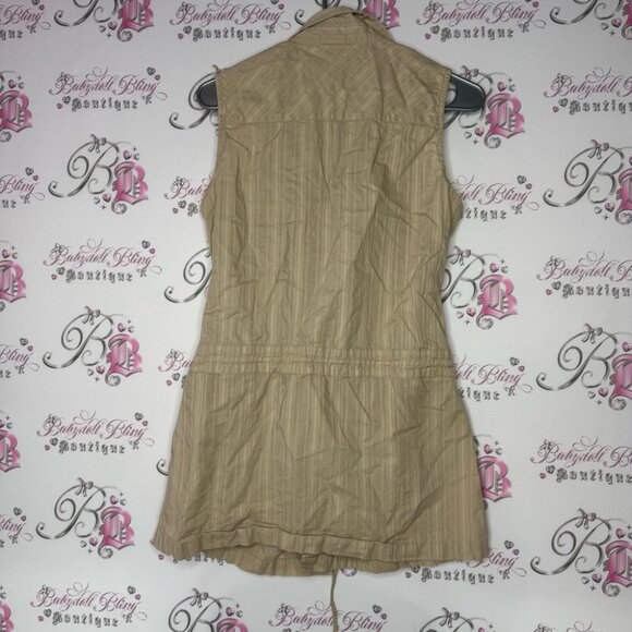 Bum equipment dress cargo beige tan button up waist tie cinch y2k retro - Picture 6 of 6